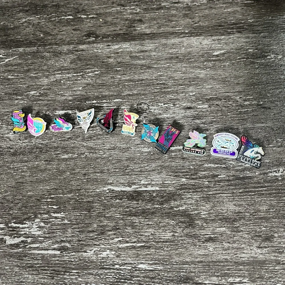 Lot of (14) 1990-2001 FULL SET Kentucky Derby Festival Pegasus Pins 3 1997 Anniv